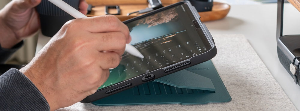 An iPad protected by a ZUGU case in landscape mode