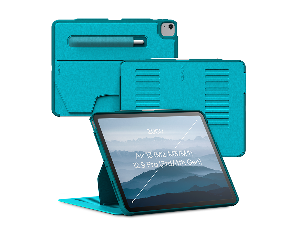 iPad air 13 Case all angles front back - Aqua
