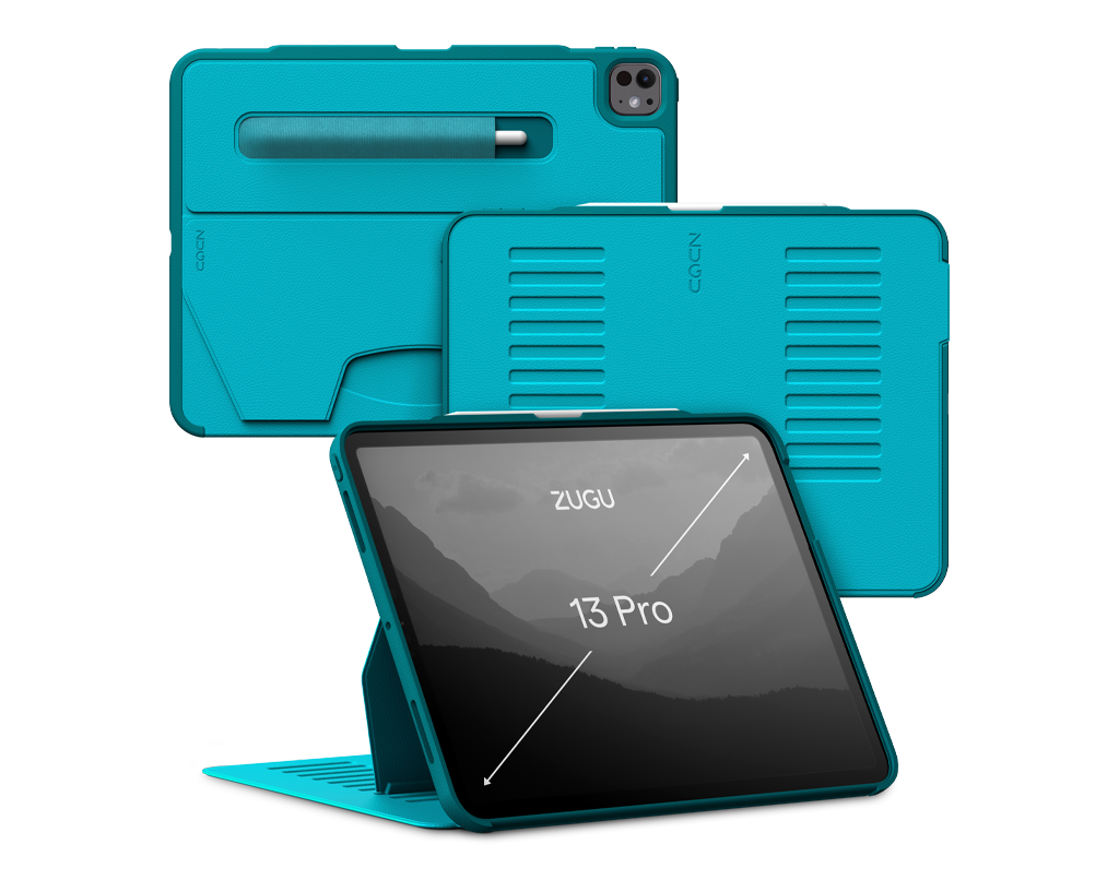iPad Pro 13 Case all angles front back - Aqua