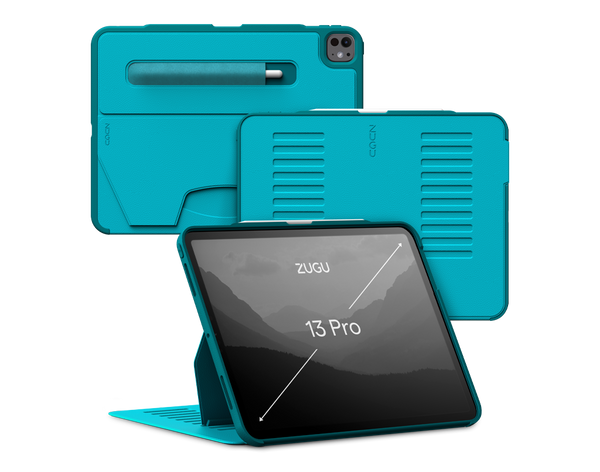 iPad Pro 13 Case all angles front back - Aqua