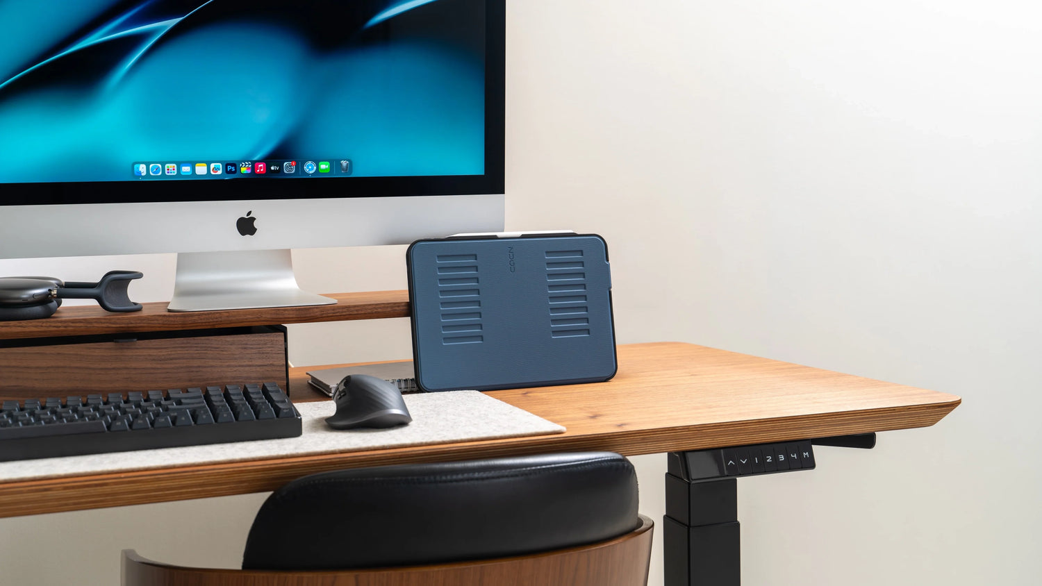 Blue iPad Case on a desk